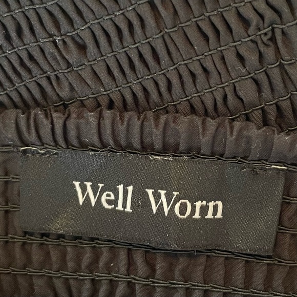 Gathered Cotton Poplin Midi Dress Womens M Black Whimsigoth Minimalist Well Worn - Picture 11 of 16